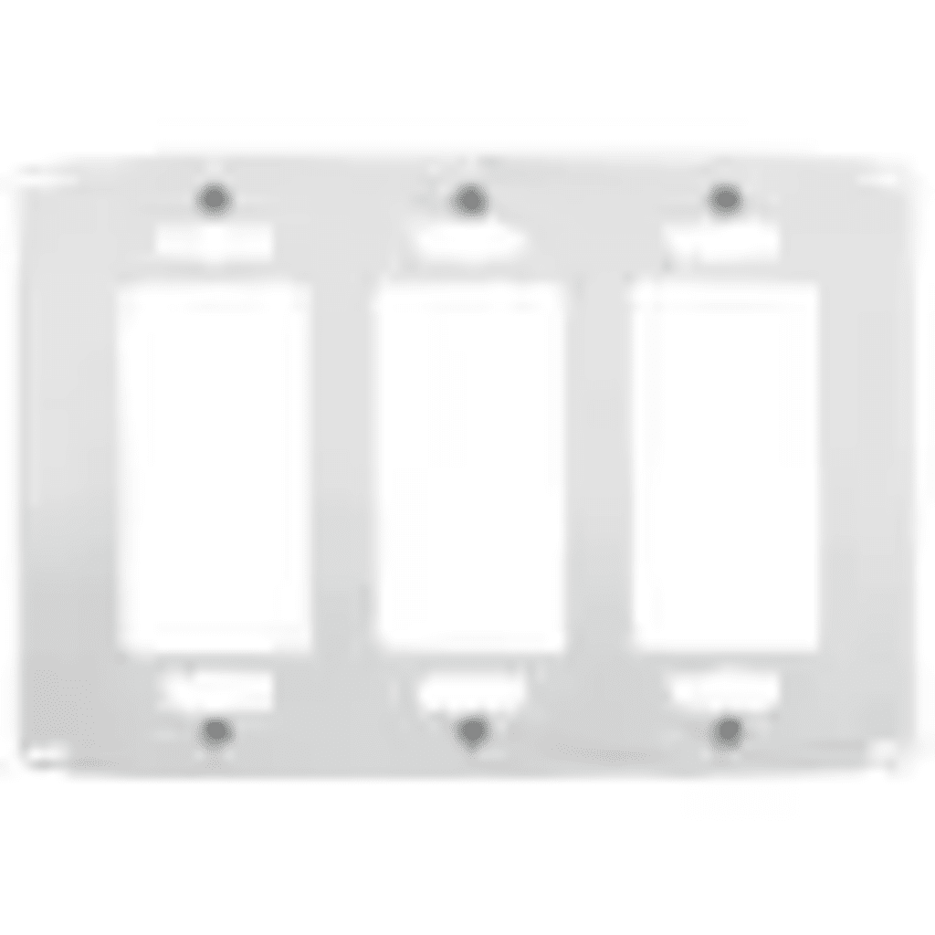 Tapa para Caja de 3 Espacios/ Contacto Duplex / Tornillos Ocultos / Color Blanco.