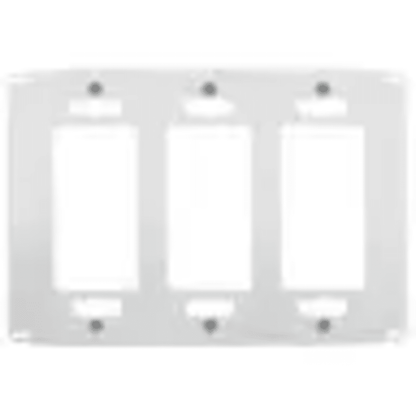 Tapa para Caja de 3 Espacios/ Contacto Duplex / Tornillos Ocultos / Color Blanco.