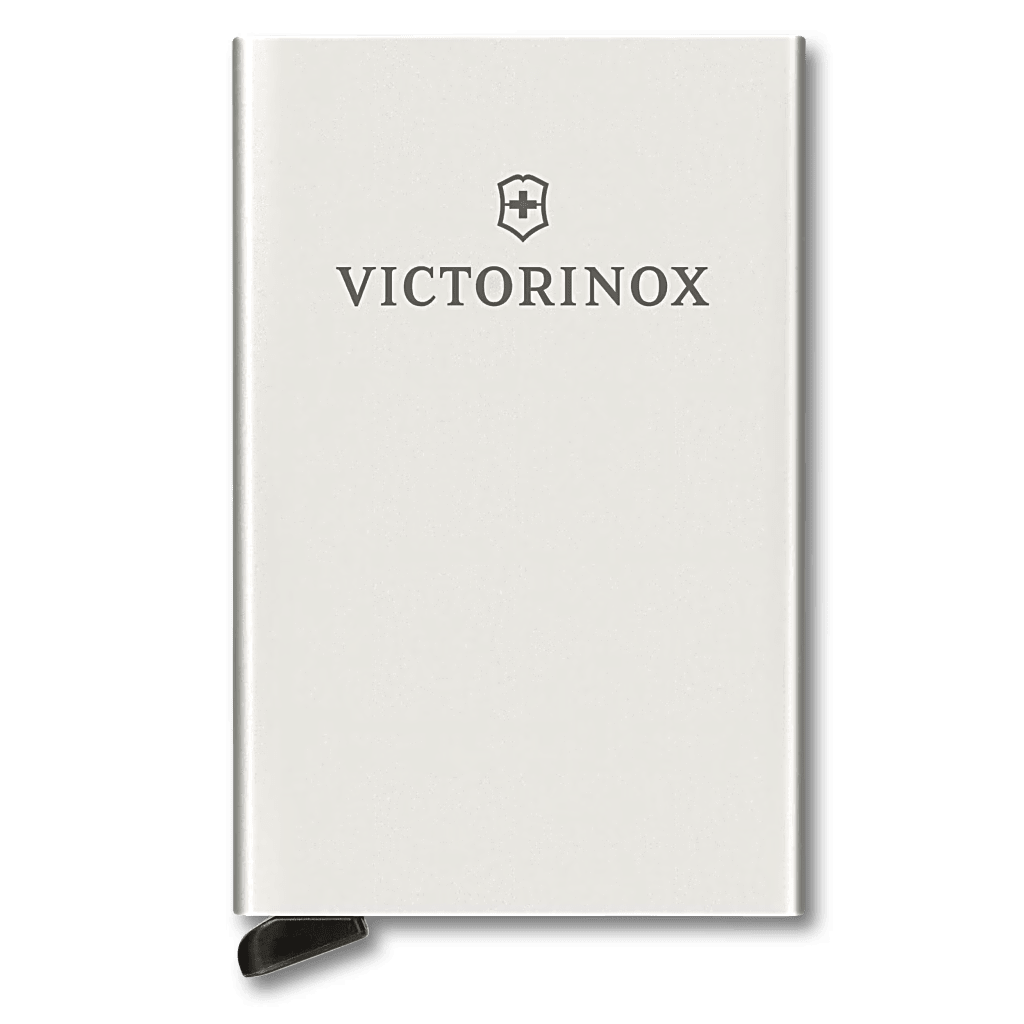 Tarjetero / Almacenamiento Seguro 4-6 Tarjetas / Aluminio Duradero / Protección RFID / Sistema Deslizamiento Patentado / Color Gris Claro.