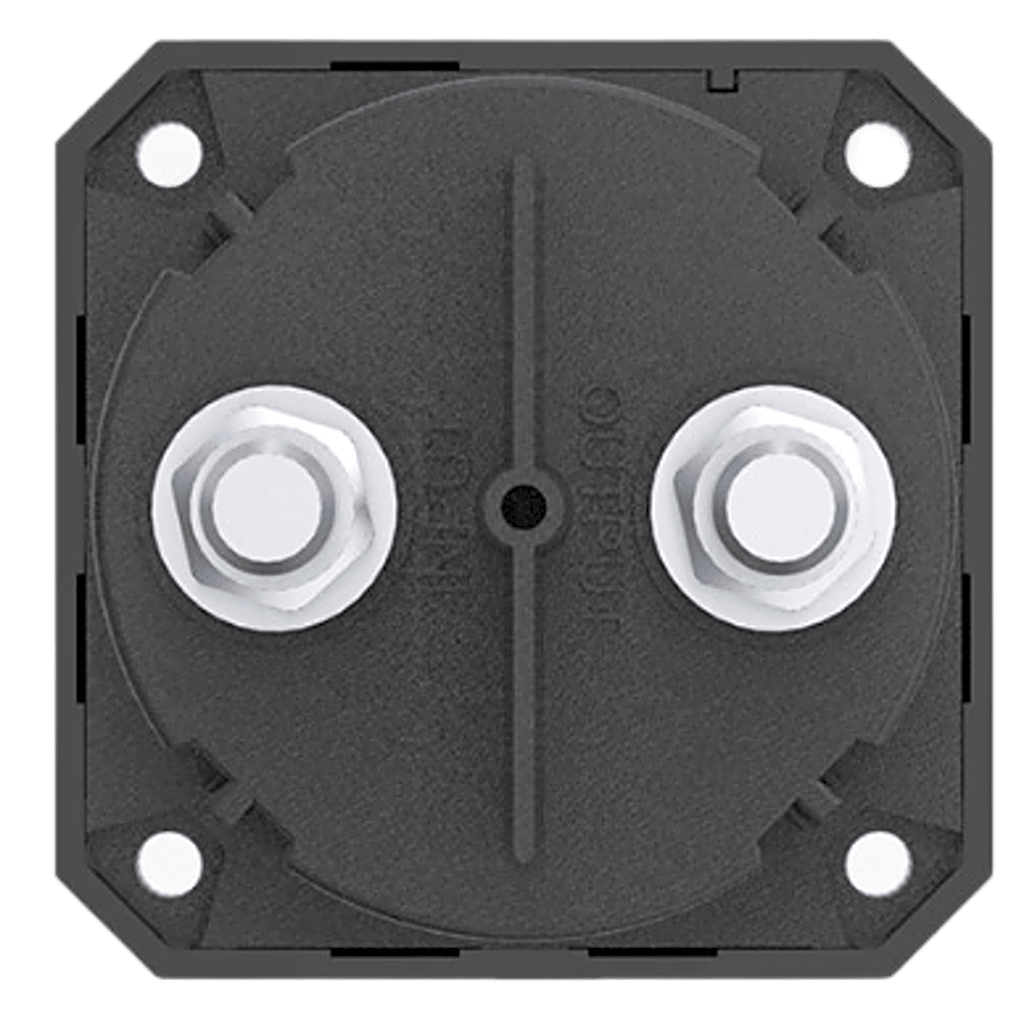 Interruptor Desconexión Batería Monocircuito ON/OFF, 275A DC Continuo, 900A DC Arranque, Terminales Cobre Estañado, IP68, Montaje Superficie/Panel, Cumple ABYC/UL/SAE