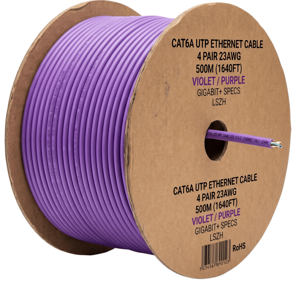 Bobina de Cable UTP de 4 Pares, Vari-MaTriX HD, Cat6A, 23 AWG, CMR (Riser), Color Violeta, 305 Metros (1000 Pies)