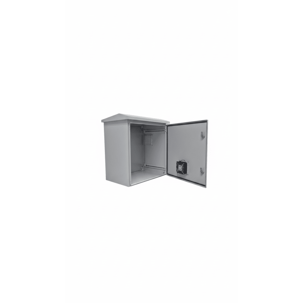 Kit Gabinete Ventilado de Acero, Montaje Rack 19" 11U, IP55 Uso en Exterior (593 x 609 x 399 mm) con Placa Trasera Interior Metálica y Compuerta Inferior Atornillable. Incluye Ventilador, Ventilas, filtros, Terminal de Tierra Física, Ch