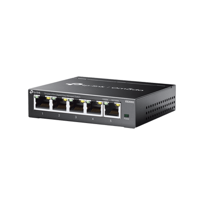 Switch Gestionado Omada SDN / 5 Puertos Gigabit RJ45 / 10 Gbps Capacidad Switching / 7.4 Mpps Forwarding Rate / Gestión Cloud Centralizada / VLAN 802.1Q / QoS 8 Colas Prioridad / Metal Fanless