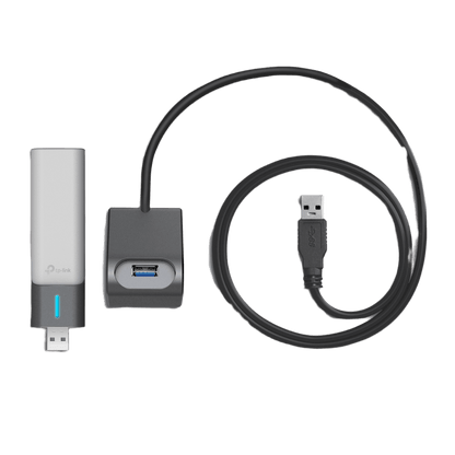 Adaptador USB Wireless Wi-Fi 6 / AX3000 (2402 Mbps + 574 Mbps) / Antenas de Alta Ganancia / USB 3.0 / Baja Latencia Gaming / WPA3 / Cuna Desmontable con Cable 1.2 m (3.9 ft)