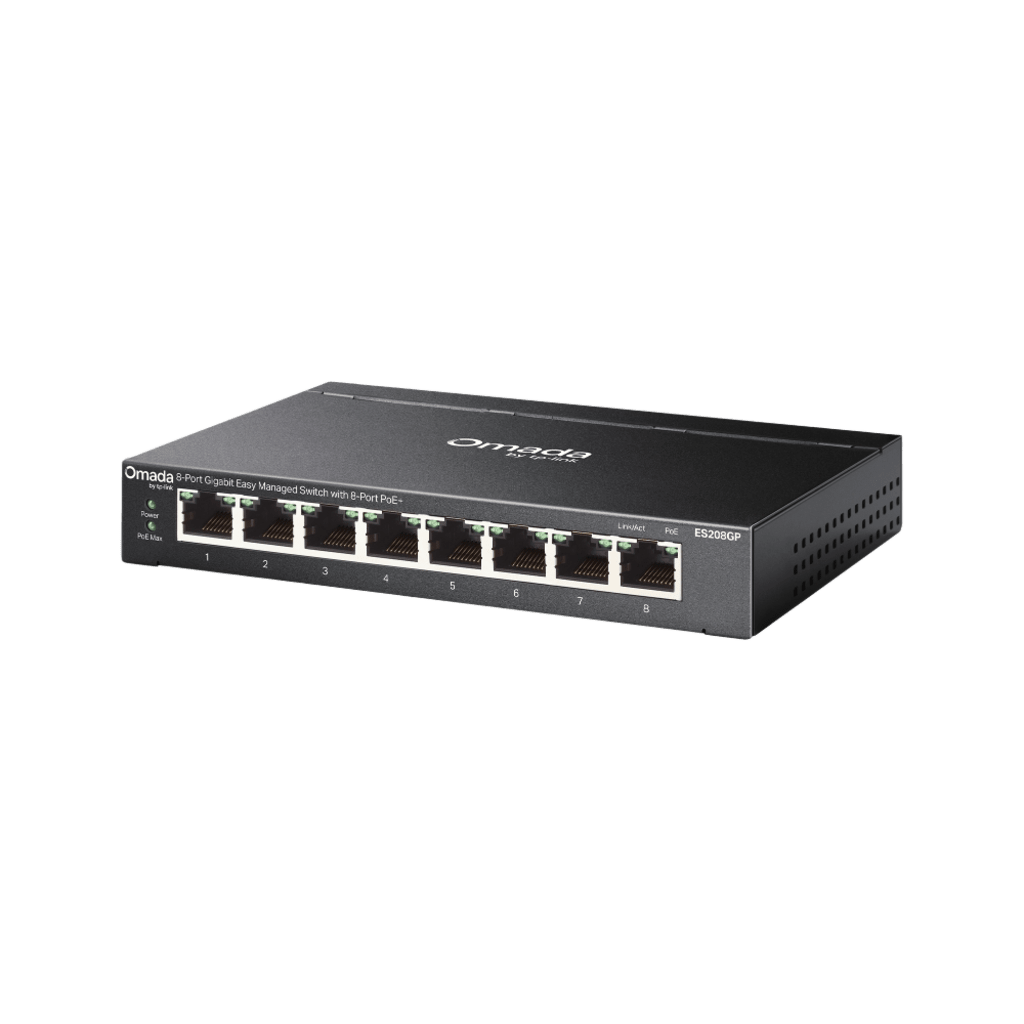 Switch Gigabit Easy Managed 8 Puertos / PoE+ 64W / Cloud Management Omada / 16 Gbps Switching / Fanless / Desktop-Wall Mount