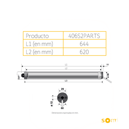 Para persiana, motor tubular mecánico para Persianas integrable con Shelly25 o MINICENTRALIS señal RTS, Persiana de 2.3 ancho y alto 4 mts.