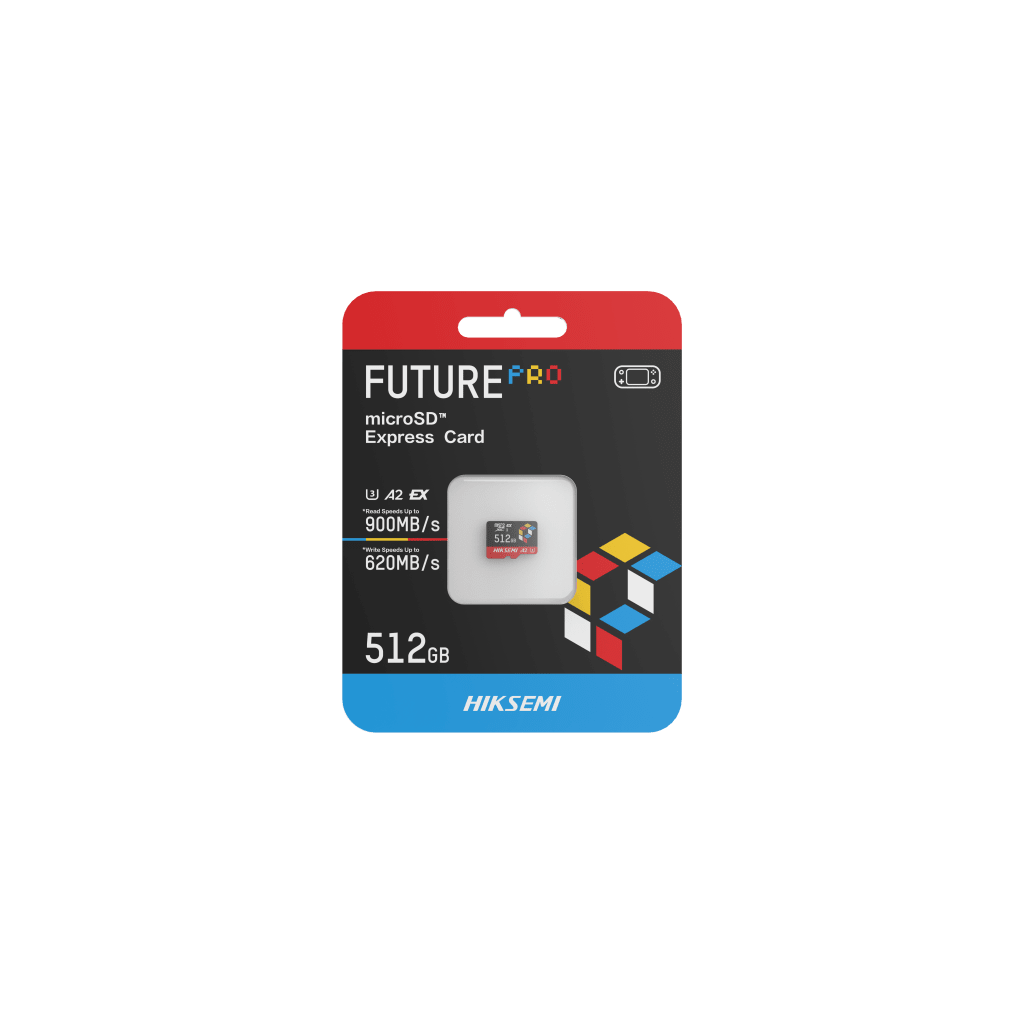 Tarjeta microSD Express 512G / 900 MB/s Lectura / 620 MB/s Escritura / PCIe Gen 3x1 + NVMe / U3 A2 EX / Compatibilidad UHS-I UHS-II