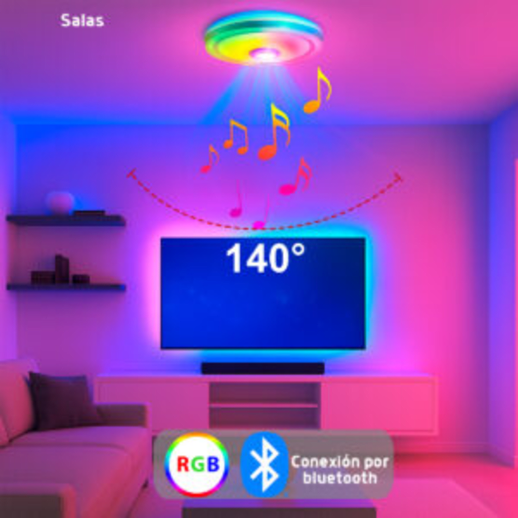 Luminario LED de 40W / 3000 Lúmenes / Ø 490mm x 66mm / Voltaje 85-265V / Temperatura Fría 6500K / Conexión Bluetooth / App iLink.