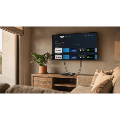 STB 4K Android con Google TV / Alto Rendimiento / Conexión Wi-Fi y por Cable / Control Remoto Bluetooth / Salida HDMI / Software de Gestion para ISP´s