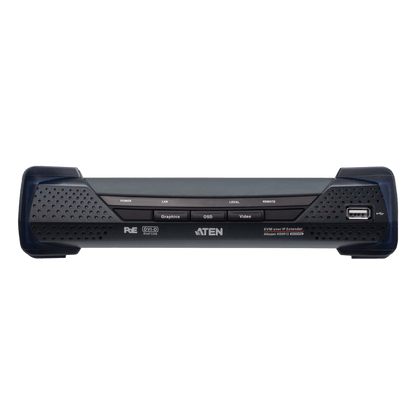 Receptor KVM por IP | DVI-D Dual Link 2K | PoE | Resolución 2560x2048 | SFP 10 km | AES-128 | Audio Estéreo | RS-232 | Montaje Rack