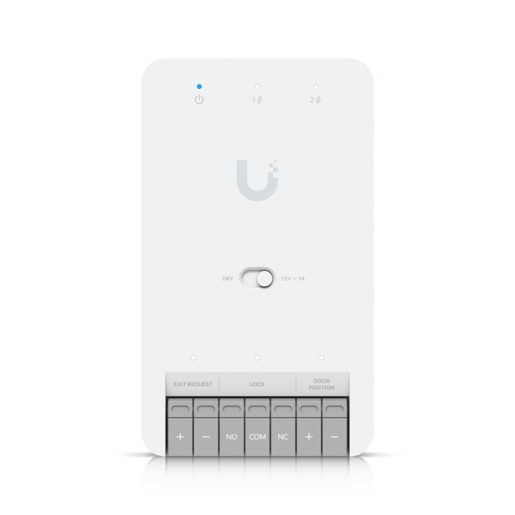 Centro de Control de Acceso Compacto Ubiquiti UniFi / Terminal de Bloqueo 12V / Entradas Adicionales Sensor y Botón / Alimentación PoE++ / Conexión para Dos Lectores o Cámaras / Uso Interior