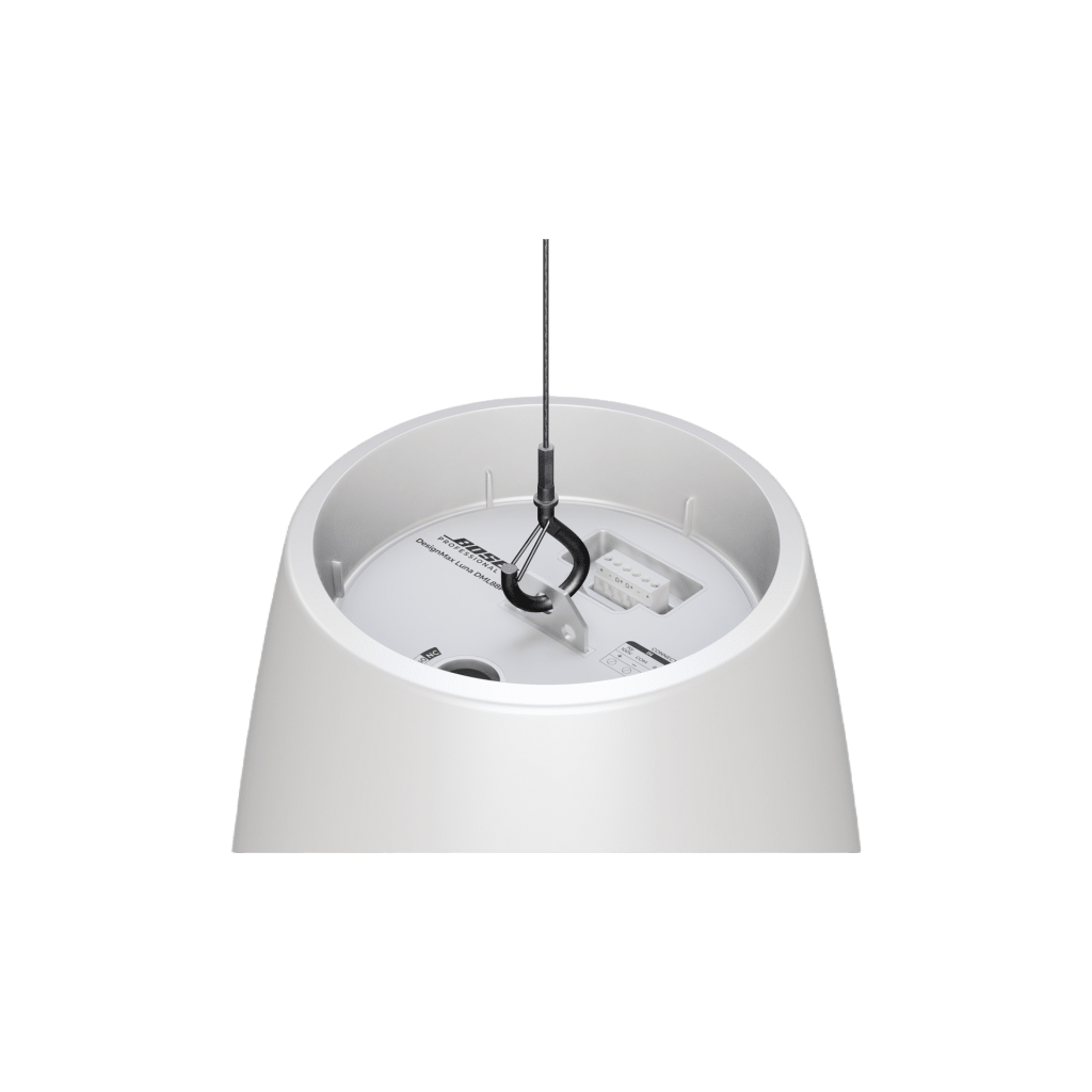 Altavoz Colgante Luna | Designmax | Sistema de Rango Extendido | Array Circular Ring Array™ 8 Drivers | Woofer 8" Integrado | Cobertura 140° | Color Blanco