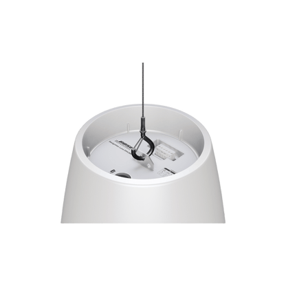 Altavoz Colgante Luna | Designmax | Sistema de Rango Extendido | Array Circular Ring Array™ 8 Drivers | Woofer 8" Integrado | Cobertura 140° | Color Blanco