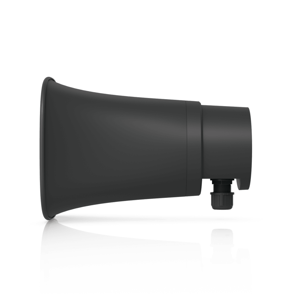 UniFi Protect AI Horn Speaker, Altavoz IP 120 dB, PoE+, Alerta AI Avanzada, Montaje Pared, Esquina y Poste, IP66, Color Negro