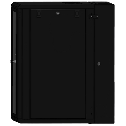 Gabinete Rack / 16 Unidades Rack (UR) / Puerta Cristal Templado / Montaje Pared / Acero Calibres 18-22 / Abatible 120° / Ventilación 120 mm