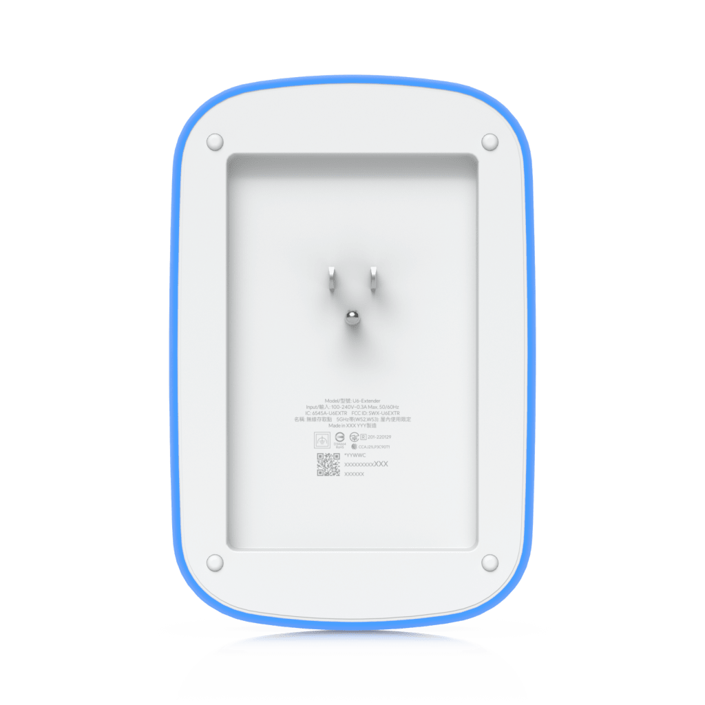 Extensor WiFi 6 UniFi / Hasta 5.3 Gbps Agregados / Doble Banda 2.4 y 5 GHz / MIMO 2x2 y 4x4 con Beamforming / Conexión Directa a Contacto Eléctrico / 300+ Clientes Concurrentes / Gestión UniFi Network / Exclusivo para Equipos UniFi