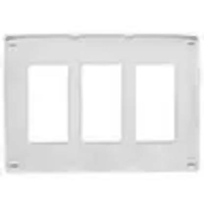 Tapa para Caja de 3 Espacios/ Contacto Duplex / Tornillos Ocultos / Color Blanco.
