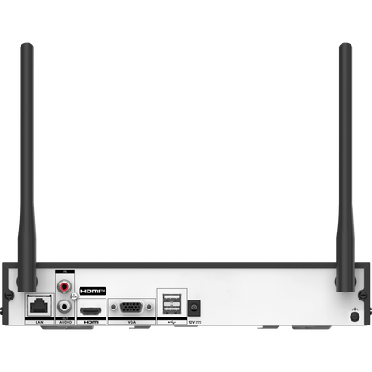 NVR 4 Megapixel / 4 canales IP / 1 Bahía de Disco Duro / 2 Antenas Wi-Fi / Salida de Vídeo Full HD
