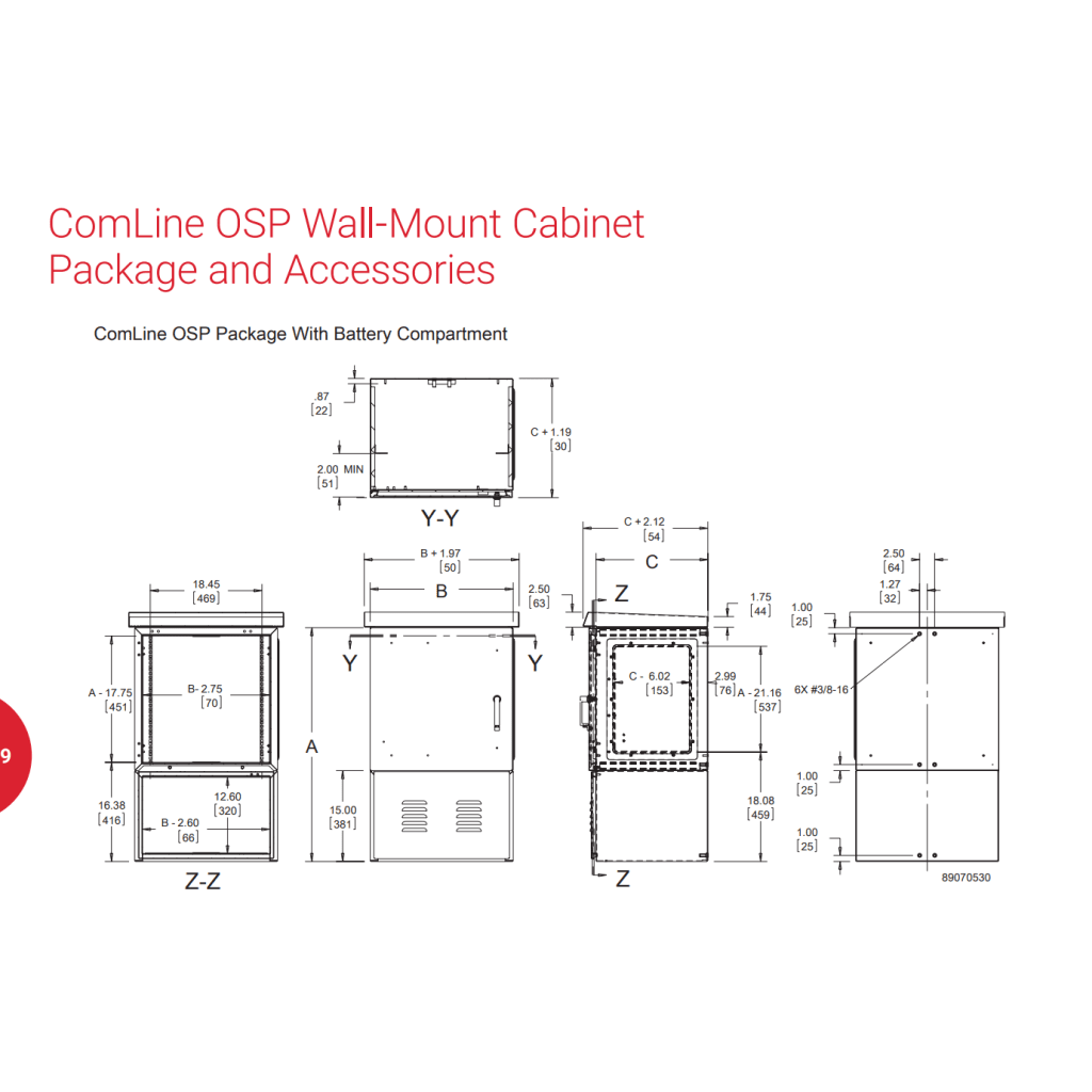 Gabinete Para Exterior OSP ComLine de 18 UR con espacio para Baterías, 700 mm de Ancho, 600 mm de Profundidad De Aluminio, Color Gris Claro Con Protección NEMA 4/12/4X/3/3R; IP66