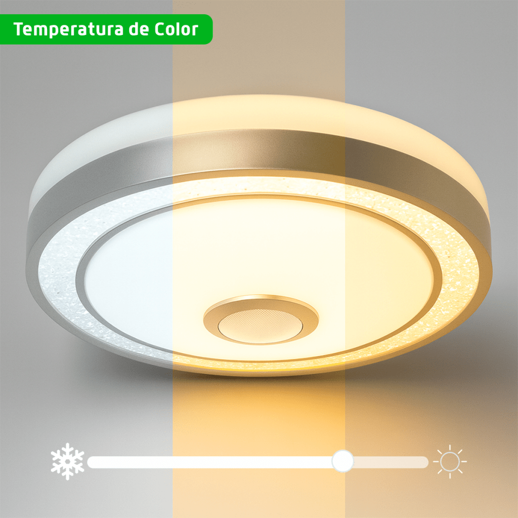 Luminario LED de 40W / 3000 Lúmenes / Ø 490mm x 66mm / Voltaje 85-265V / Temperatura Fría 6500K / Conexión Bluetooth / App iLink.