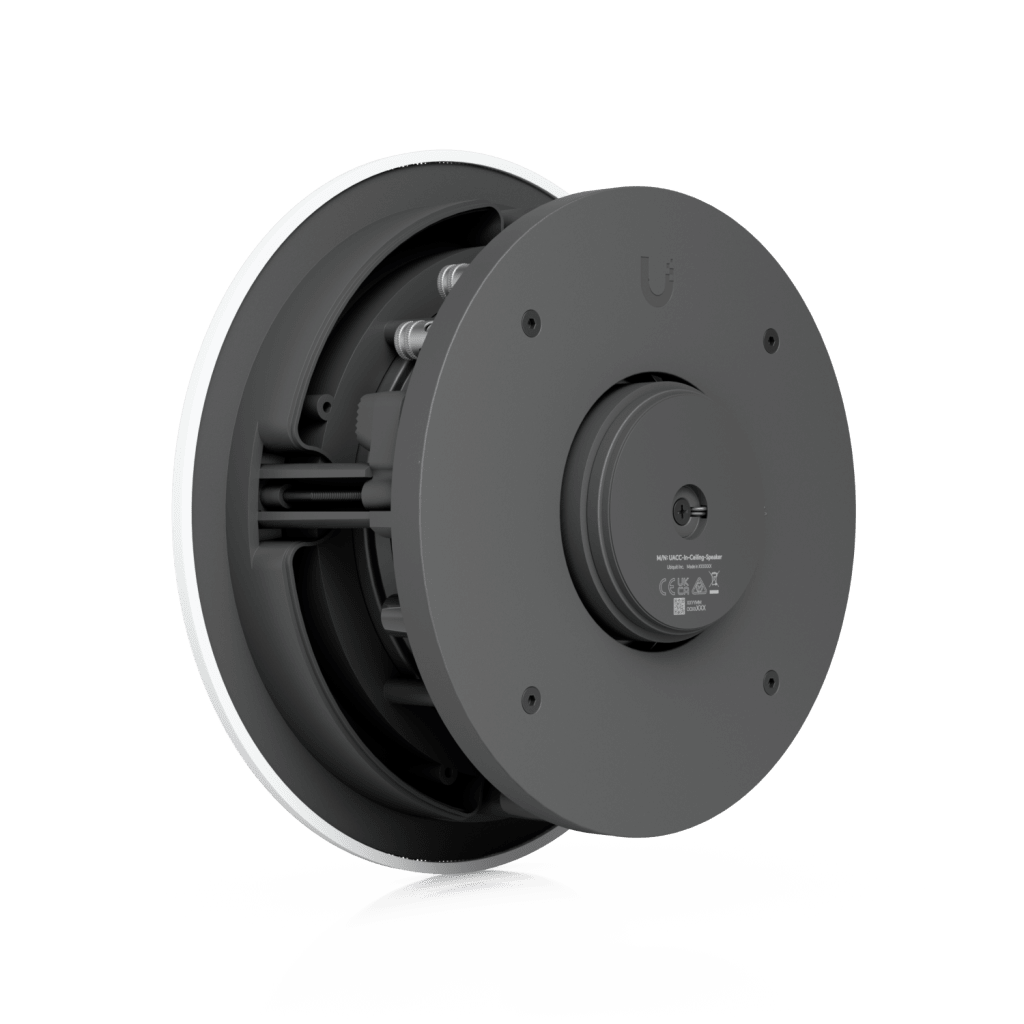 UniFi In-Ceiling Speaker Altavoz Empotrable de Techo / Woofer 6.5" 130W / Tweeter 1" Pivote ±15° / 8 Ohms / Cobertura Simétrica Axial de 90° / NDAA Compliant