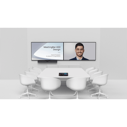 Barra de Videoconferencia Yealink A50 con IA y Consola Táctil CTP25, Todo en Uno para Salas Medianas y Grandes con Seguimiento Automático del Hablante
