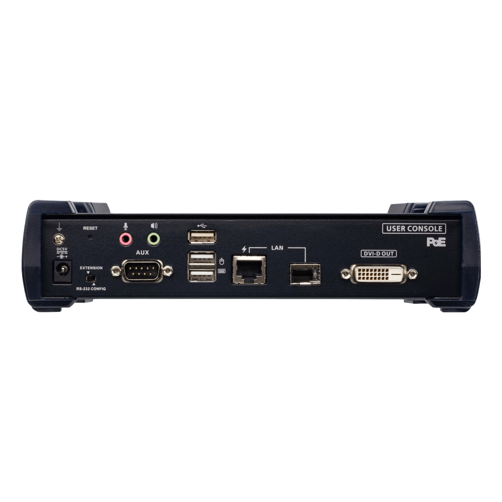 Receptor KVM por IP | DVI-D Dual Link 2K | PoE | Resolución 2560x2048 | SFP 10 km | AES-128 | Audio Estéreo | RS-232 | Montaje Rack