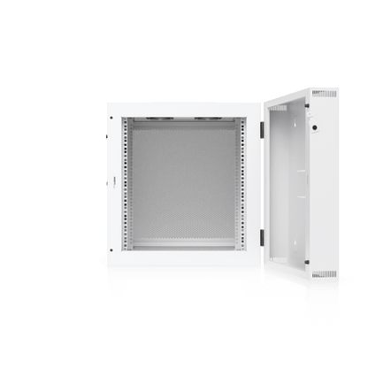 UACC Rack Cabinet 12U (600 x 703 mm) - Gabinete Cerrado para Montaje en Pared con Puerta Frontal Perforada, Puerta Trasera Abatible (Swing-Out) y Paneles Laterales Removibles con Llave