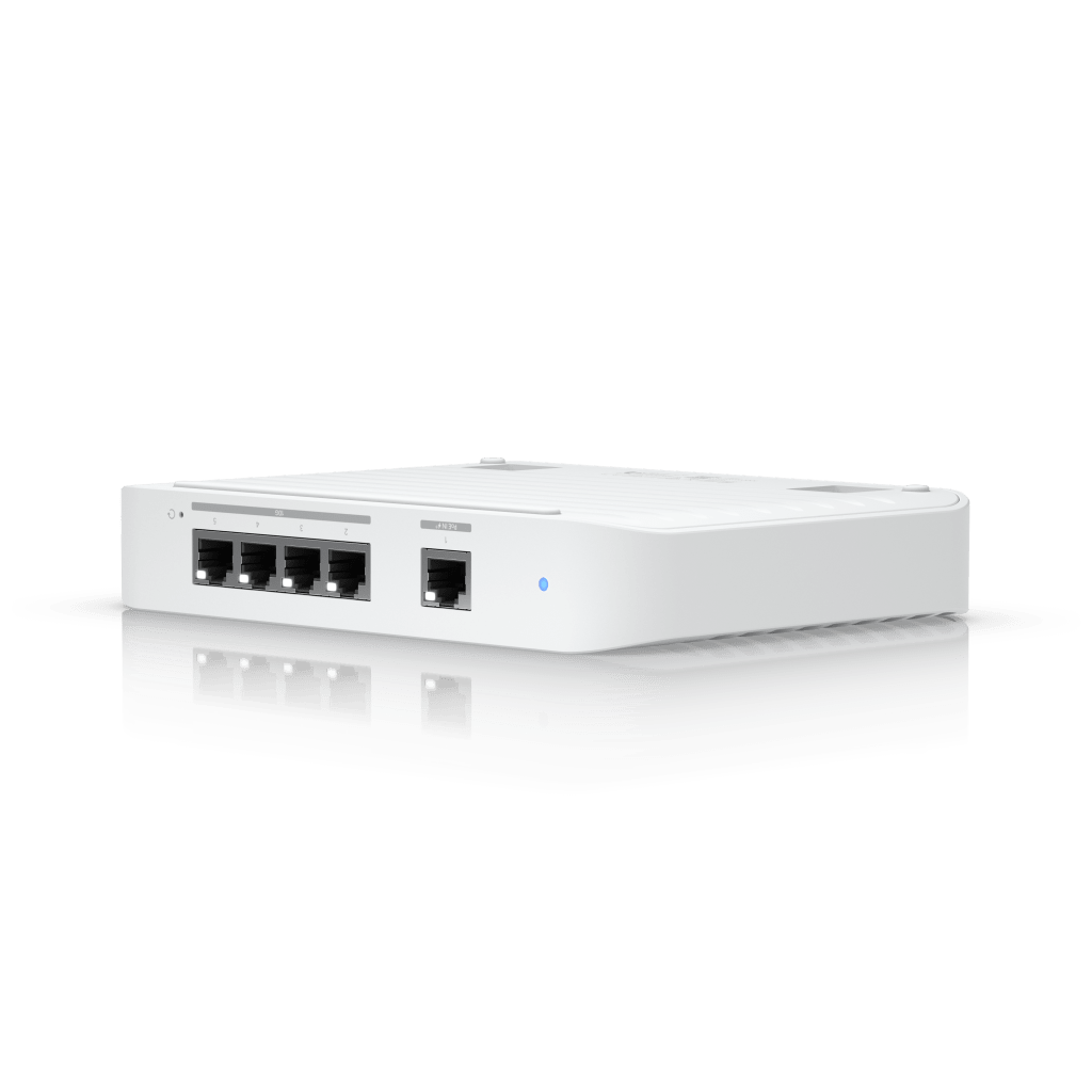 USW Flex XG Switch Capa 2, Compacto de 4 Puertos 10GbE, Puede ser Alimentado por un Puerto GbE PoE+ o con un Adaptador 5 Vcc USB-C