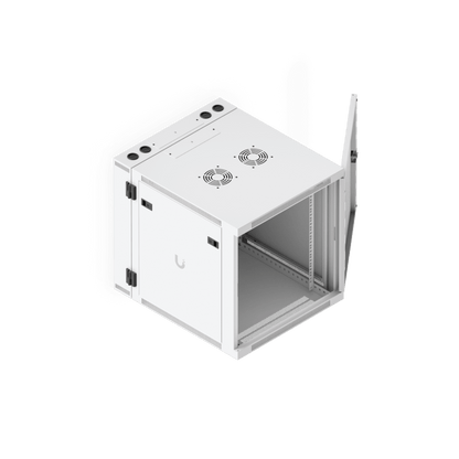 UACC Rack Cabinet 12U (600 x 703 mm) - Gabinete Cerrado para Montaje en Pared con Puerta Frontal Perforada, Puerta Trasera Abatible (Swing-Out) y Paneles Laterales Removibles con Llave