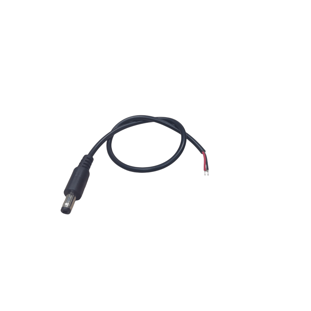 Cable con Conector Macho (Pigtail)  | Forro negro | Alimentación para Vcc con Puntas Libres / Polarizado / Largo 22 cm (8.66 Pulgadas) / Calibre 22AWG.