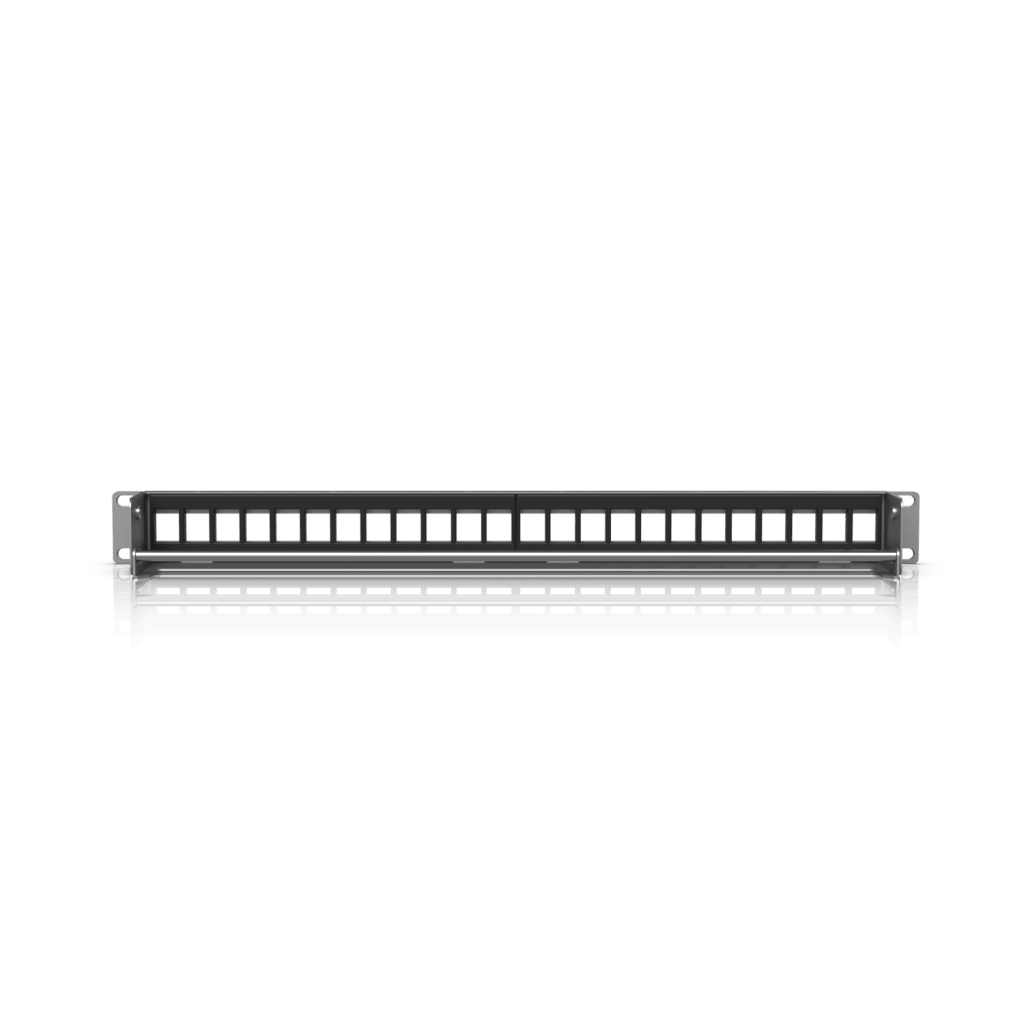 UACC Rack Patch Panel Blank 24 Puertos - Panel Patch Keystone 1U con Barra de Gestión de Cables y Estética Uniforme
