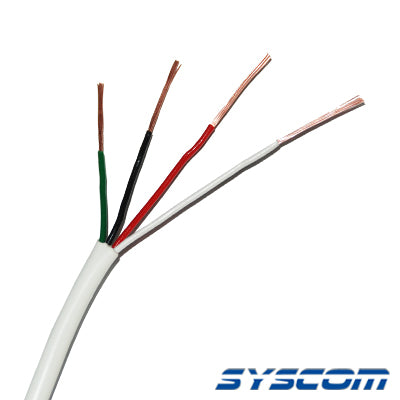 Bobina de 305 Metros (1000 Pies) / Cable de Cobre / 4 x 22 AWG / Tipo Alarmas UL / Para Interior / Color Blanco / Para Aplicaciones de Alarmas de Intrusión / Interfonos / TV Porteros / y Multi-Propósito / Hecho en México