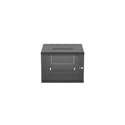 Gabinete PanZone de Montaje en Pared, de 19in, Puerta con Ventana de Seguridad, 9 UR, 635mm de Profundidad, Color Negro