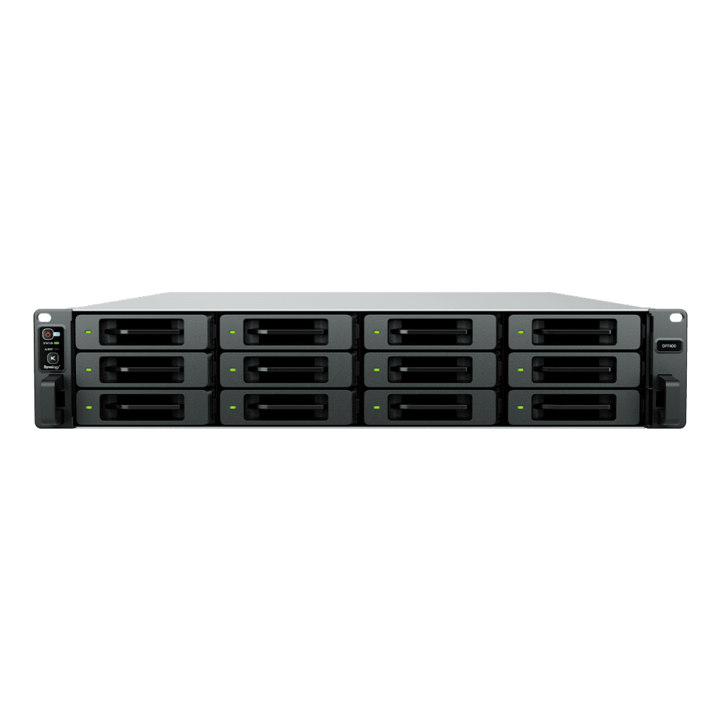 Dispositivo de Protección de Datos Synology ActiveProtect DP7400 | 2U Rack | AMD EPYC 7272 | 64 GB RAM | 10 HDD 20 TB RAID 6 | 2 SSD 3840 GB RAID 1 | 10 GbE | Protección Ransomware | Inmutabilidad WORM | Gestión Centralizada.