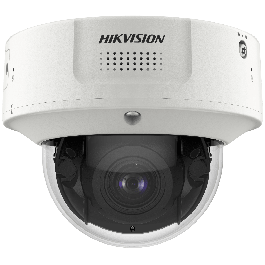Domo IP 12 Megapixel / Lente Mot. 2.8 a 12 mm /  DARKFIGHTER / WDR 120 dB / IK10 / 40 mts IR / Conteo Facial / Reconocimiento Facial  / PoE / Búsqueda por Atributos / Micrófono Integrado / Micro SD