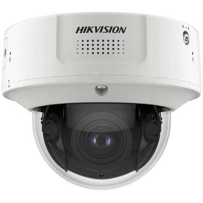 Domo IP 12 Megapixel / Lente Mot. 2.8 a 12 mm /  DARKFIGHTER / WDR 120 dB / IK10 / 40 mts IR / Conteo Facial / Reconocimiento Facial  / PoE / Búsqueda por Atributos / Micrófono Integrado / Micro SD