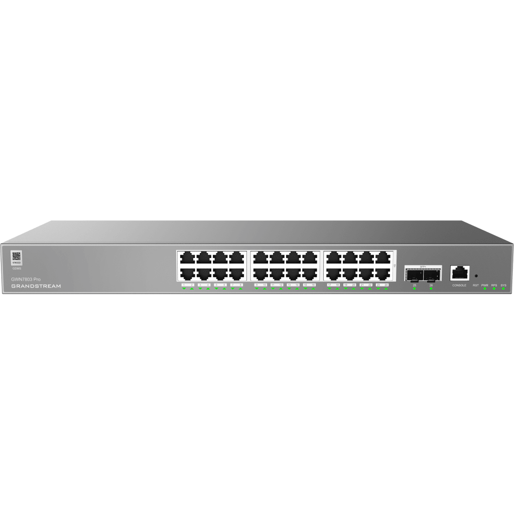 Switch Empresarial Administrable Capa 2++ / Serie GWN7800 Pro / 24 Puertos Gigabit Ethernet / 2 SFP+ / Switching 88 Gbps / VLAN 4K / QoS Avanzado / GDMS Cloud