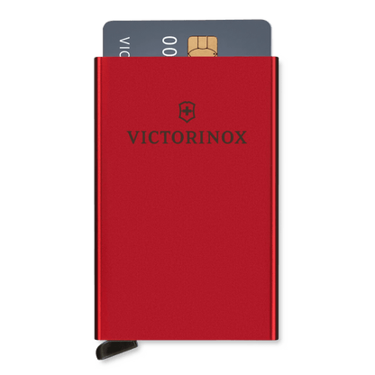 Tarjetero / Almacenamiento Seguro 4-6 Tarjetas / Aluminio Duradero / Protección RFID / Sistema Deslizamiento Patentado / Color Rojo.