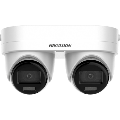 PanoVu Series / Lente Dual de 4 Megapixel / 2 Lentes Fijos de 2.8 mm / Recomendado para Pasillos o Esquinas / IP67 / IK10 / PoE / WDR 120 dB / 10 mts IR / Entrada y Salida de Audio y Alarma / MicroSD / ACUSEEK