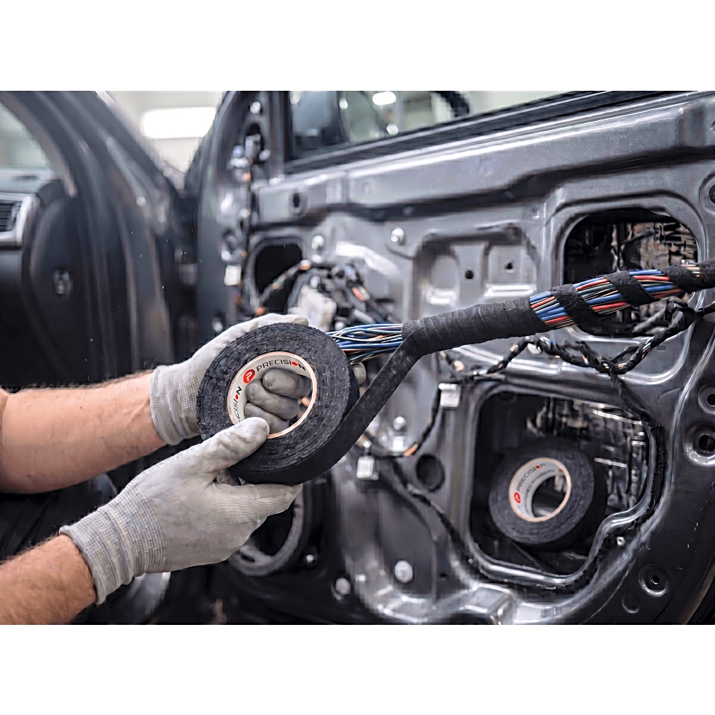Cinta Automotriz de Fieltro PET / Aplicaciones de protección mecánica avanzada y reducción de vibraciones en cableado / Color Negro