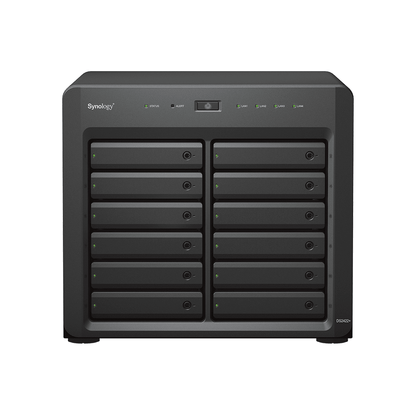 NAS Synology DiskStation DS2422+ | 12 Bahías | Expandible a 24 Bahías | Procesador AMD Ryzen Quad-Core | Hasta 32 GB DDR4 ECC | Caché NVMe SSD | Redes 10/25GbE | Compatible con Virtualización y Vigilancia.