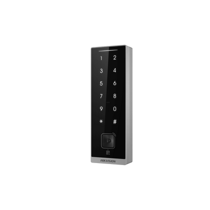 Teclado Esclavo con Lector de Tarjetas Virtuales Bluetooth y Códigos QR / Tarjetas MIFARE y PROX EM / Contraseñas / RS-485 Wiegand OSDP / Frecuencias 13.56 MHz y 125 KHz / Autenticación Tarjeta PIN QR Bluetooth / Táctil