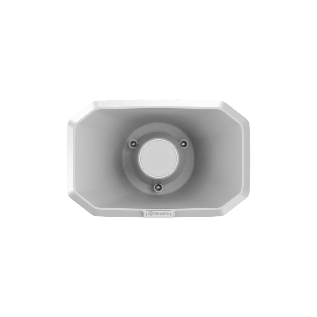Altavoz IP Tipo Corneta / 10W / PoE+ / E/S de Alarma / Para integración con sistema Hanwha / IP66 / SIP, IPv4, HTTP, DNS, NTP, TCP, UDP, ARP.