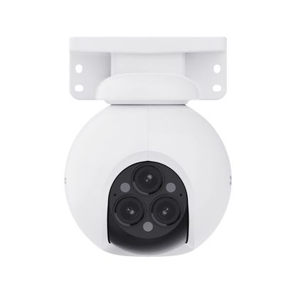 Cámara PT / Wi-Fi / Triple Lente / Panorámica 360° / Resolución 2k+ / Visión Nocturna a color  / IA Detección de Humanos y Vehiculos / Alarma con Sirena y Luz / IP67