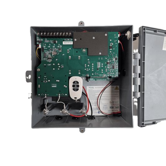 Energizador para Cerco Eléctrico AF-CR / 10,000 Volts / 10,000 Metros Lineales / Alimentación AC 127-220V o Solar / Control Remoto RF 433 MHz / Sistema de Alarma Integrado / Salida Auxiliar 12Vdc 1.5A / Respaldo con Batería Interna 4A
