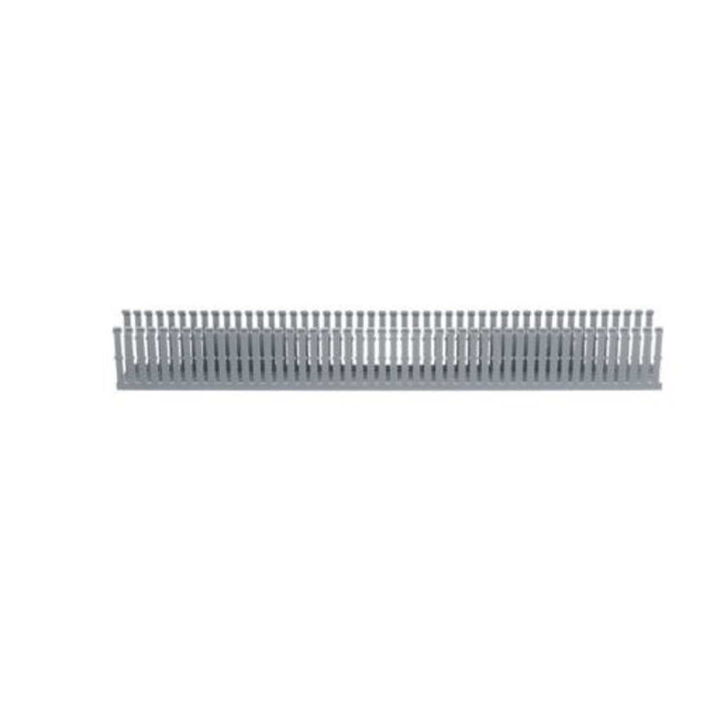 Canaleta Ranurada de PVC sin Tapa, Tipo F, 2.25 in de Ancho, 3.14 in de Alto y 1800 mm de Largo, Color Gris