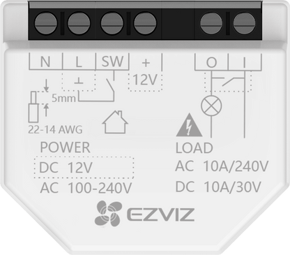 Relé Inteligente Wi-Fi, CS-T35-R100-WD, 16A 250VAC, Wi-Fi 6 y BLE, Control por App EZVIZ, Compatible con Google Assistant, Amazon Alexa y Matter, Protecciones de Temperatura y Sobrecarga