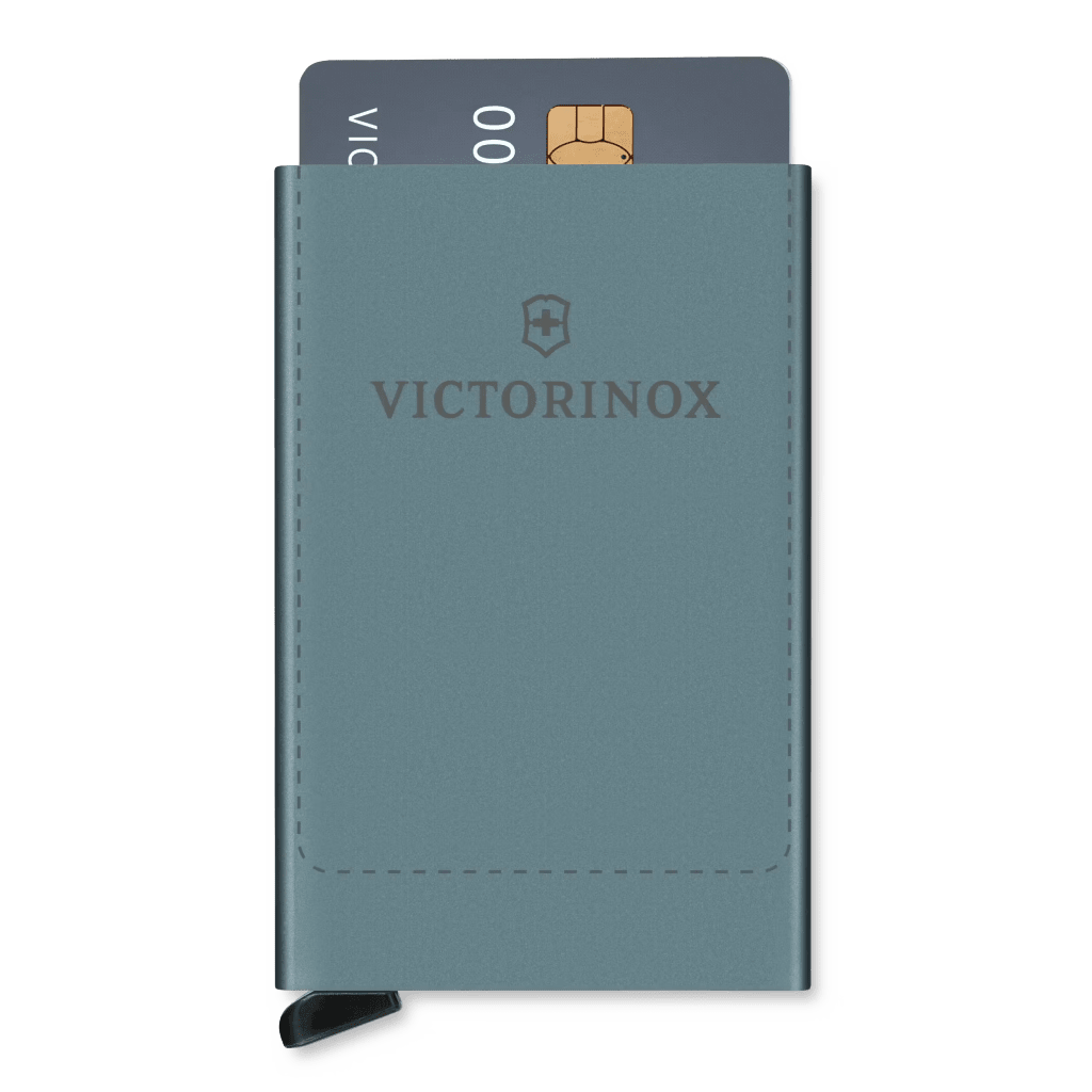 Tarjetero / Almacenamiento Seguro 4-6 Tarjetas / Aluminio Duradero / Protección RFID / Sistema Deslizamiento Patentado / Color Gris.