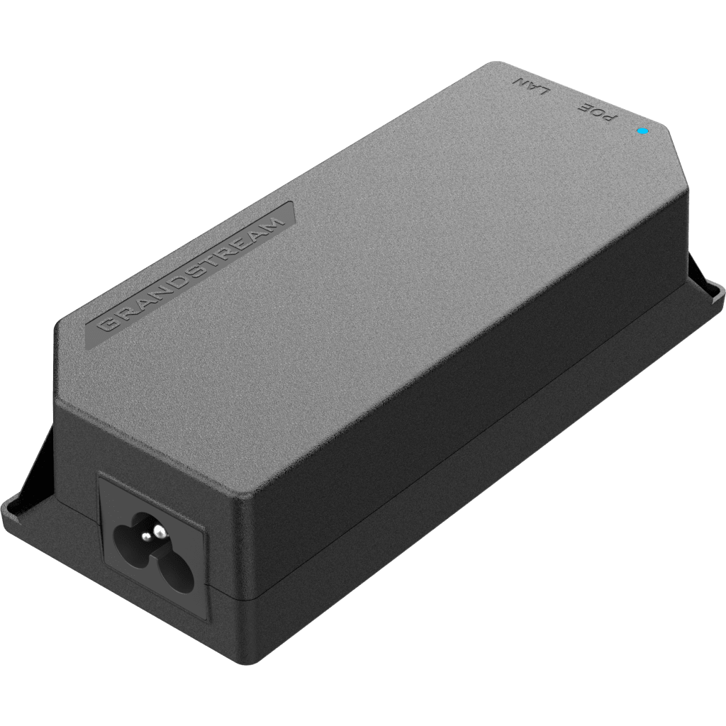 PoE Injector Grandstream 60W MultiGigabit / Compatible con IEEE 802.3af/at/bt / 1x 2.5Gbps RJ45 LAN IN / 1x 2.5Gbps RJ45 LAN OUT con PoE 60W / 100~240VAC / 54VDC / Plug-and-Play / FCC, CE, RCM, IC